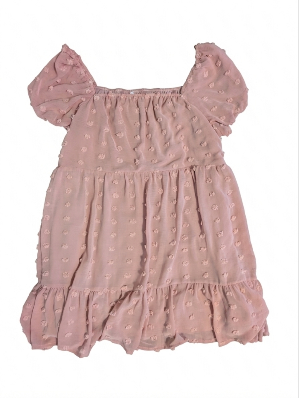 Chic Soul Dress 2X Mauve Pink Swiss Dot Ruffle Off Shoulder Boho Curvy Coquette